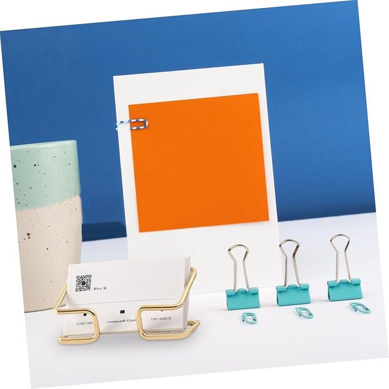 Gold Metal Business Card Holder Desktop Stand Elegant Wire Display Rack Office Desk - Image 5